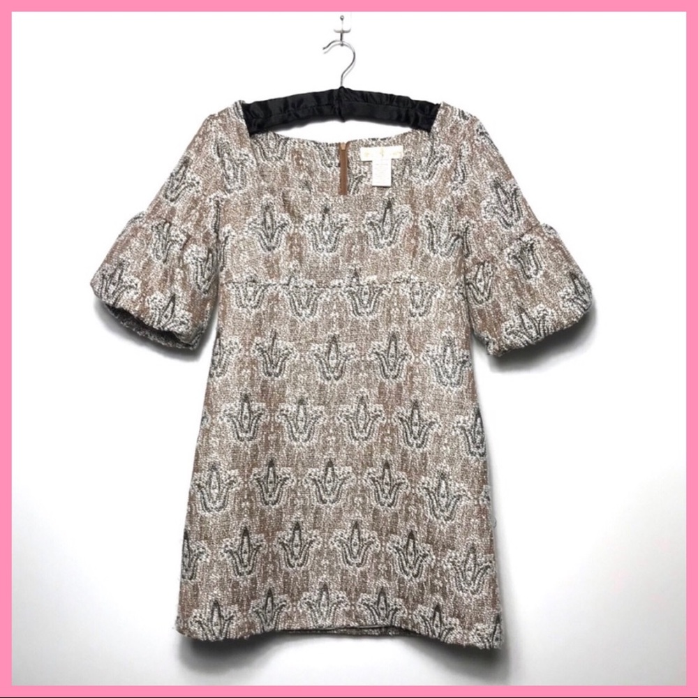 BB DAKOTA | Brocade Bubble Sleeve Metallic Dress